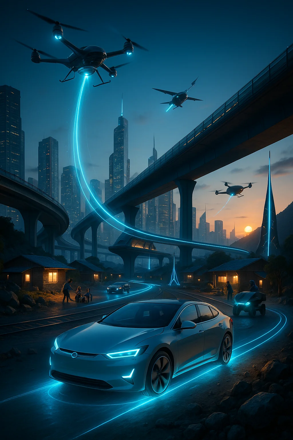 Concept illustration: Transportation & drones